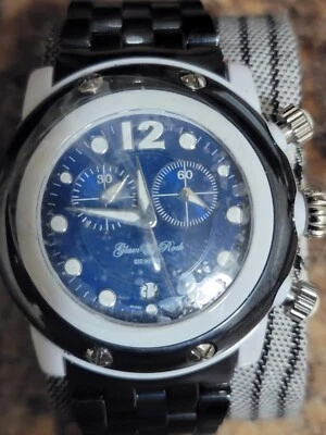 GLAM ROCK  MIAMI BEACH UNISEX  STAINLESS STEEL BLUE 100M CHRONOGRAPH 46mm QUARTZ - Image 1 of 4