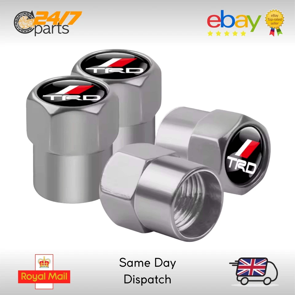 Tapas antipolvo de vástago de válvula | Metal plateado | se adapta a Toyota TRD Rav4 Land Cruiser Hilux Foto 1 de 1