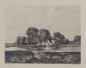 Georges MICHEL: Landschaft - Ein Teich, GRAVUR signiert, Durand Ruel, 1873  - Bild 1 von 7