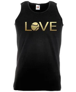 Adults Love Tennis Sports Player Fan Tennis Ball Design Unisex Black Vest - Picture 1 of 7