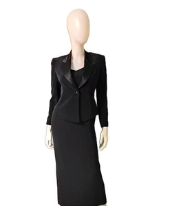 JONES NEW YORK EVENING Petite Black 2Pc Dress and Jacket Size 2P - Picture 1 of 6