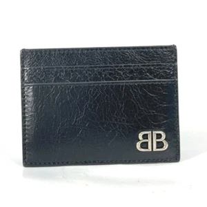 BALENCIAGA 766547 BB Business Card Holder Card Case Leather Black Unused - Picture 1 of 11