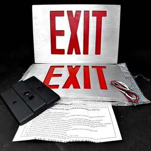Stainless EXIT Sign Powered Lighted Exit Sign Extra Cover - No Box - Picture 1 of 16