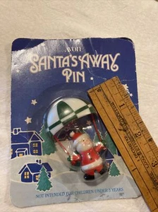 Avon PIN Christmas Vintage SANTA SKY DIVING Parachute Away Holiday BROOCH - Picture 1 of 2