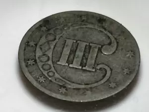 1853 3-Cent Silver Piece AG-G Condition Partial Date Visible -- Dealer's Estate - Picture 1 of 10