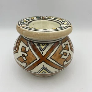 Vintage Keramik zweiteiliger rauchfreier Aschenbecher Südwesten Maya Topf Künstler signiert - Bild 1 von 12