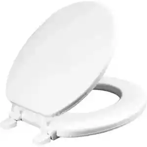Mayfair Round Cushioned Vinyl Toilet Seat in White with Solid Plastic Core - NEW - Picture 1 of 3