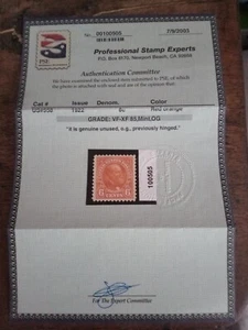 USA 1922 Briefmarke von Garfield #558. 6¢ rot orange, PSE Zertifikat. CV 60,00 $ - Bild 1 von 2