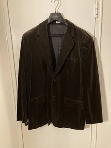 Men's Calvin Klein Brown Velvet Blazer Jacket Single Breasted Size Large - Picture 1 of 6