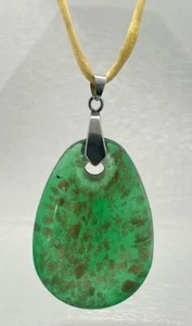 Green & Gold Glass Pendant on Yellow Cord - Picture 1 of 1