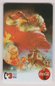 1995 Coca-Cola Sprint $3 "Santa Drinking A Coke" Phone Card Unused #00766/15,000 - Imagen 1 de 2