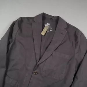 J. Blazer Traje Chino Chaqueta Hombre 38 Gris Crew Garment Teñido Algodón-Lino - Imagen 1 de 16