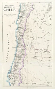 1917 Commercial Map of the Republic of Chile Historic Wall Art Poster Print - Picture 1 of 2