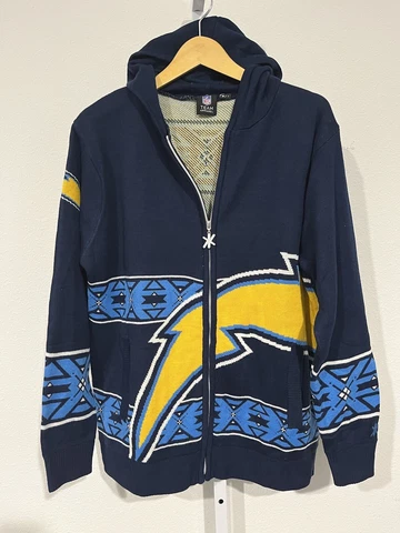 Los Angeles Chargers Sweater Full Zip Ugly Christmas Jacket NFL Football Large Cover