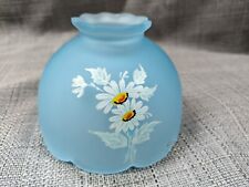 Vintage Westmorland Fairy Lamp Shade Only Blue Frosted Glass Flowers Daisy