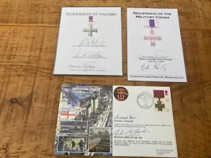 More details for wwii st nazaire military cross colditz multi signed book plate 1st day cover