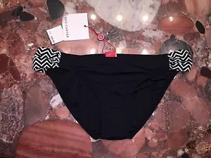 Red Carter Black Solid Side Tab Hipster Bikini Bottom Swimsuit Women's NWT - Picture 1 of 6
