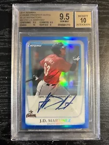 2011 BOWMAN CHROME J.D. MARTINEZ RC AUTO BLUE REFRACTOR /150 BGS 9.5 - Picture 1 of 3
