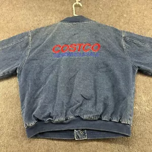 VINTAGE Costco Jacket Mens XL Blue Bomber Varsity Denim Hartwell Viasport 90s - Picture 1 of 12