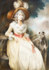 Vintage print of elegant lady with her dog - Picture 1 of 1