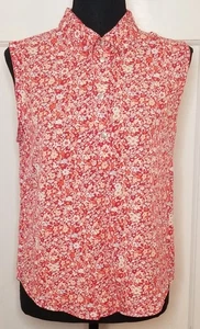 Calvin Klein Jeans Women's L Sleeveless Blouse Henley Cottagecore Farmhouse - Picture 1 of 7