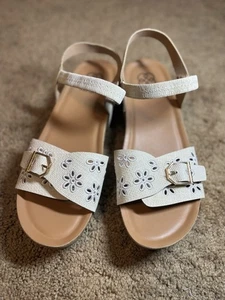 Linda sandalia de cuña de corcho con plataforma Daisy Fuentes para mujer s 11W flores años 90 - Imagen 1 de 8