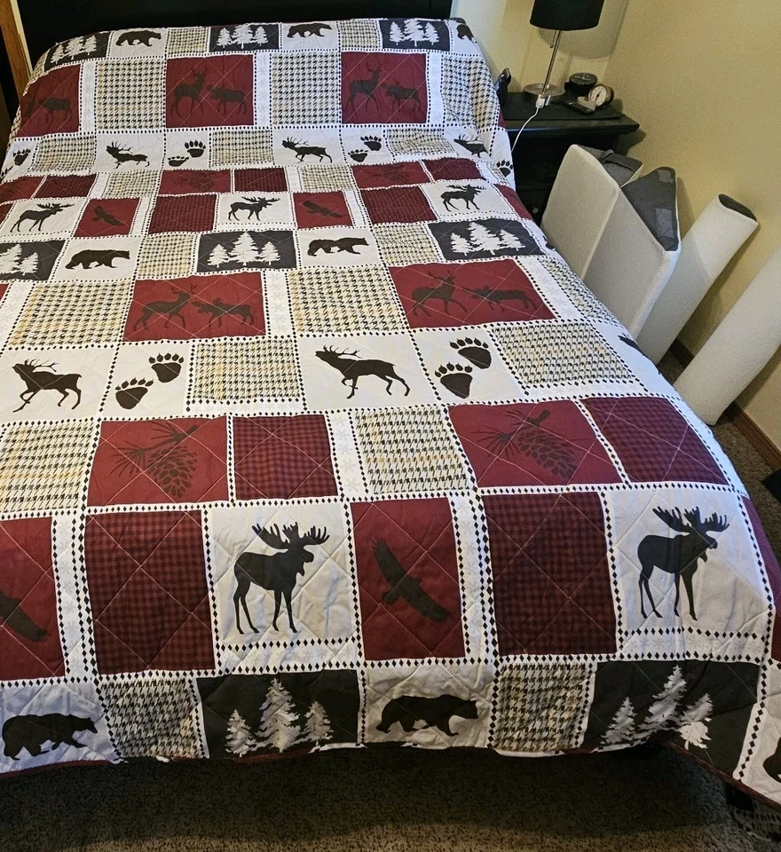 Colcha edredón Hunting Lodge Theme King Size. Excelente Buffalo Plaid usado Foto 1 de 4