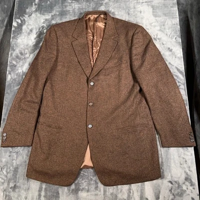 Ermenegildo Zegna Soft Blazer Mens 44R Brown Herringbone Cashmere Silk Jacket - Image 1 of 4