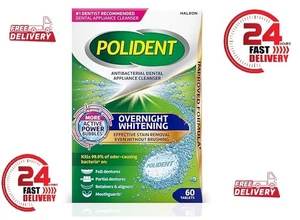 Polident 60 Stück über Nacht aufhellende antibakterielle Zahnreinigungstabletten - Bild 1 von 5