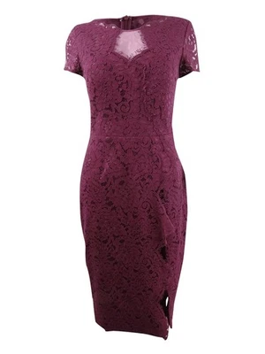 JS Collections Women's Lace Sheath Dress (2, Dark Berry) - Image 1 of 2