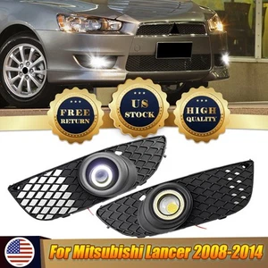 LH&RH Fog Lights For 2008-2013 Mitsubishi Lancer Harness Switch KIT Front Bumper - Picture 1 of 11
