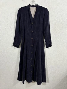 Vestido abrigo vintage de los años 40 para mujer XS púrpura oscuro largo botones delanteros bolsillos oscilantes - Imagen 1 de 9