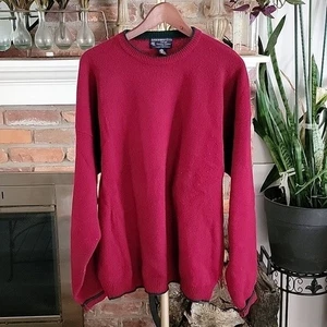 Vintage 90s Abercrombie & Fitch 100% Pure Lambswool Sweater Burgundy Green Gr. XL - Bild 1 von 11