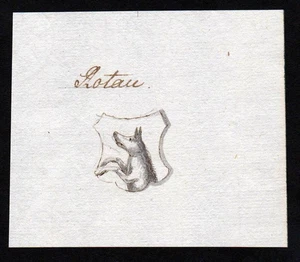18. C. Rotau Handwriting Emblem Manuscript Coat of Arms - Picture 1 of 1