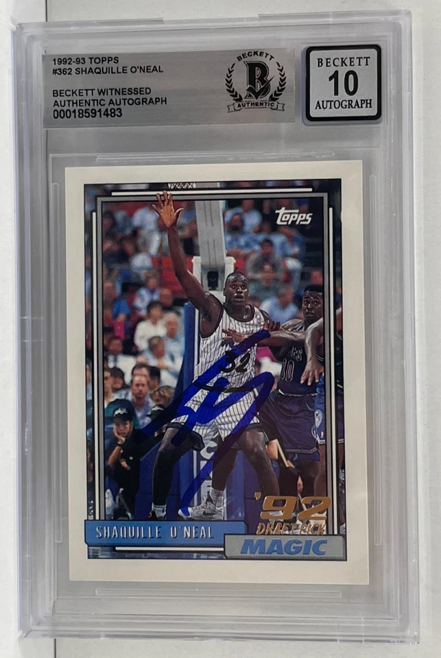 Shaquille O'Neal 1992 assinado Topps #362 cartão de novato BAS lajeado autografado grau 10 - Imagem 1 de 2