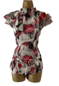 TED BAKER WENTA HIGH-NECK FLORAL PRINT BLOUSE (TB 4 ) UK 14 (US 10) EUR 42 - Picture 1 of 12