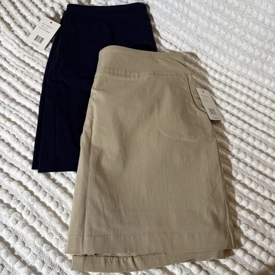 NWT 2 Zac & Rachel Khaki & Navy Skorts Women’s 16W Elastic Waistband Pockets - Image 1 of 4