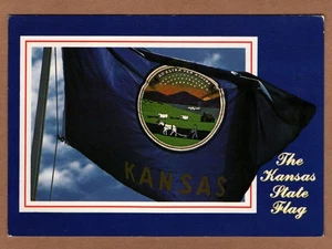 Kansas State Flag Ad Astra Per Aspera UNP Continental Postcard - Picture 1 of 2