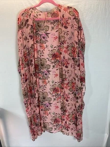 Aratta Silent Journey Kimono Top Womens Elegant Floral Beaded OS Coverup Boho - Picture 1 of 13