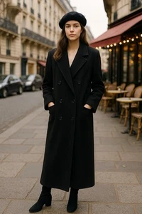 Vintage ILGWU Union Mantel Damen 14 schwarz Wolle zweireihig USA - Bild 1 von 15