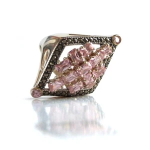 RING 925 Silber 56.6, Edelsteine Damenring Kunzit funkelnd Cocktailring - Bild 1 von 1