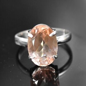 Peach Morganite Ring Gemstone Ring925 Sterling Silver Jewelry Gift For Her Ring