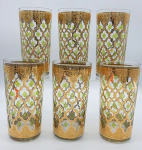 Vintage Culver Highball Glas mit 22 Karat Gold Valencia Design 6er SET - Bild 1 von 7