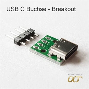USB-C Buchse , Typ-C , Breakout Modul , PCB + Stiftleiste , Platine, 1 3 5 10 St - Bild 1 von 9