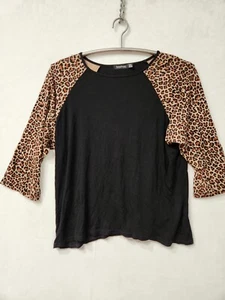 Boohoo Womens Leopard Print 3/4 Sleeve Top Size 22 (1058) - Picture 1 of 3