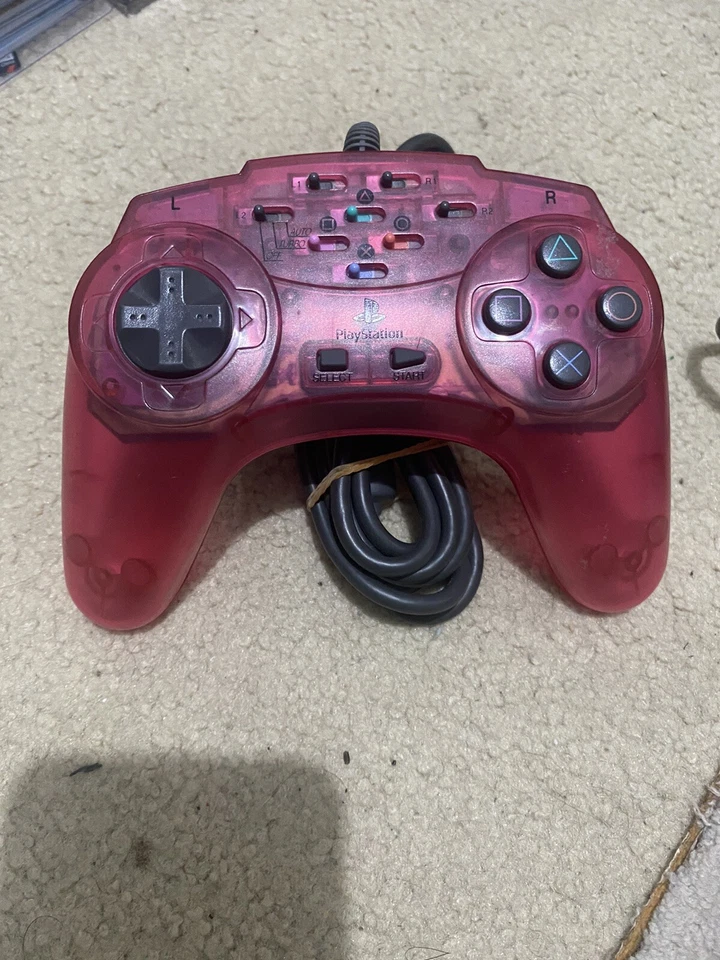 Playstation 2 PS2 PlayStation ASCII Pad V2 Clear Red Controller pad Tested Work - Image 1 of 4