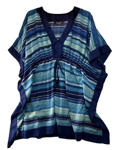 Lauren Ralph Lauren Badeanzug Cover Up L Mehrfarbig Tunika Kleid Streifen Blau - Bild 1 von 7
