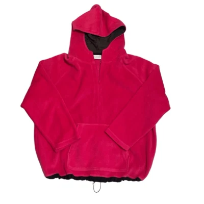 Elisabeth Liz Claiborne Hot Pink Fleece Hooded Pullover 1/4 Zip Women Size 2/L - Image 1 of 4