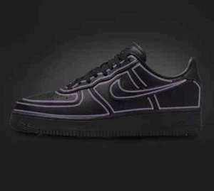 Custom Nike Air Force 1 Black Shoes 'Lilac Purple Cartoon Outline' Mens Womens - Picture 1 of 20