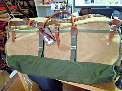 Vintage GOKEYS ORVIS Canvas & Leather Hunting/Travel Duffle Bag Battenkill 29" - Image 1 of 4